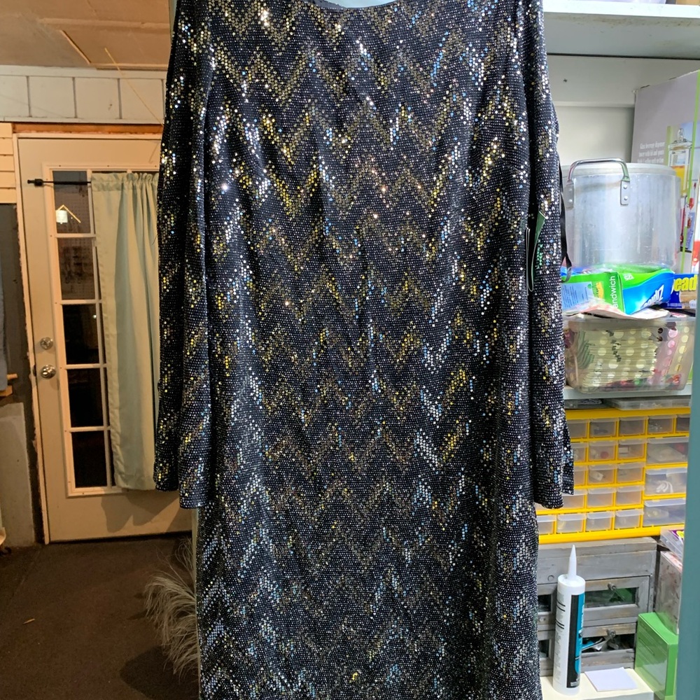 Black chevron patterned dress
